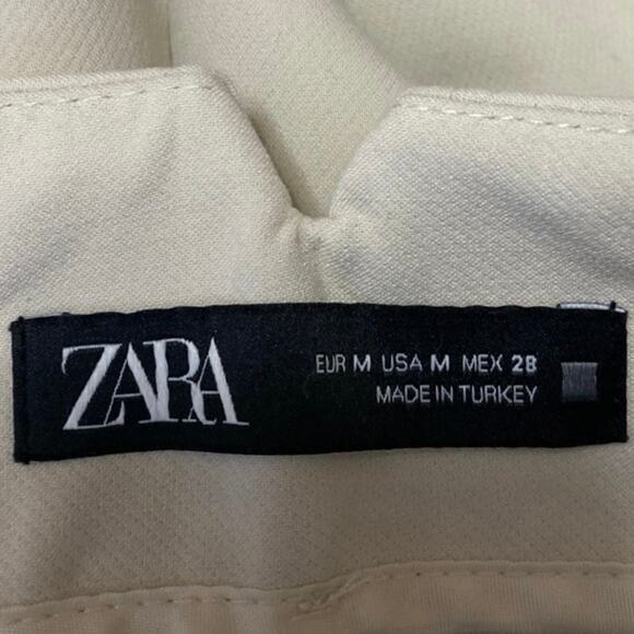 Zara Women's Beige Khaki Chino Pleated High Rise Trousers Dress Pants Size M - Picture 4 of 5